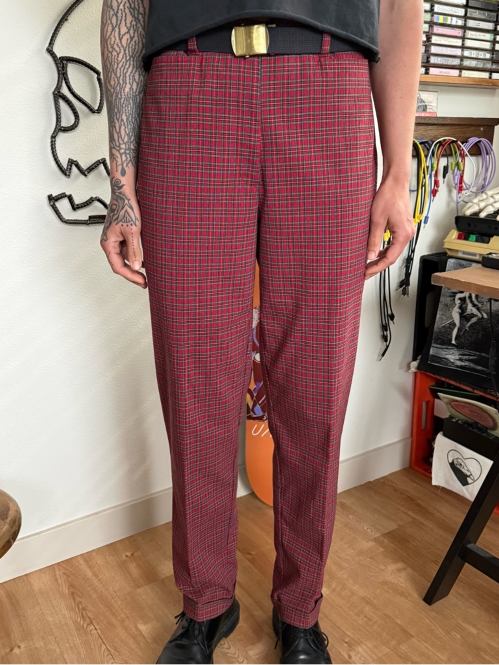 💀 SOLD 💀 Vintage 90s Y2K Tommy Hilfiger Plaid Pants ~ Size Medium - Picture 2 of 9